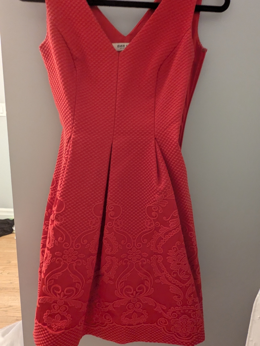 Evernew Red Sleeveless V-Neck Fit & Flare Dress